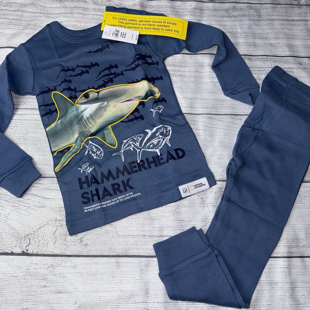 Baby Gap 3 Years National Geographic Shark Pajamas Organic Cotton NEW